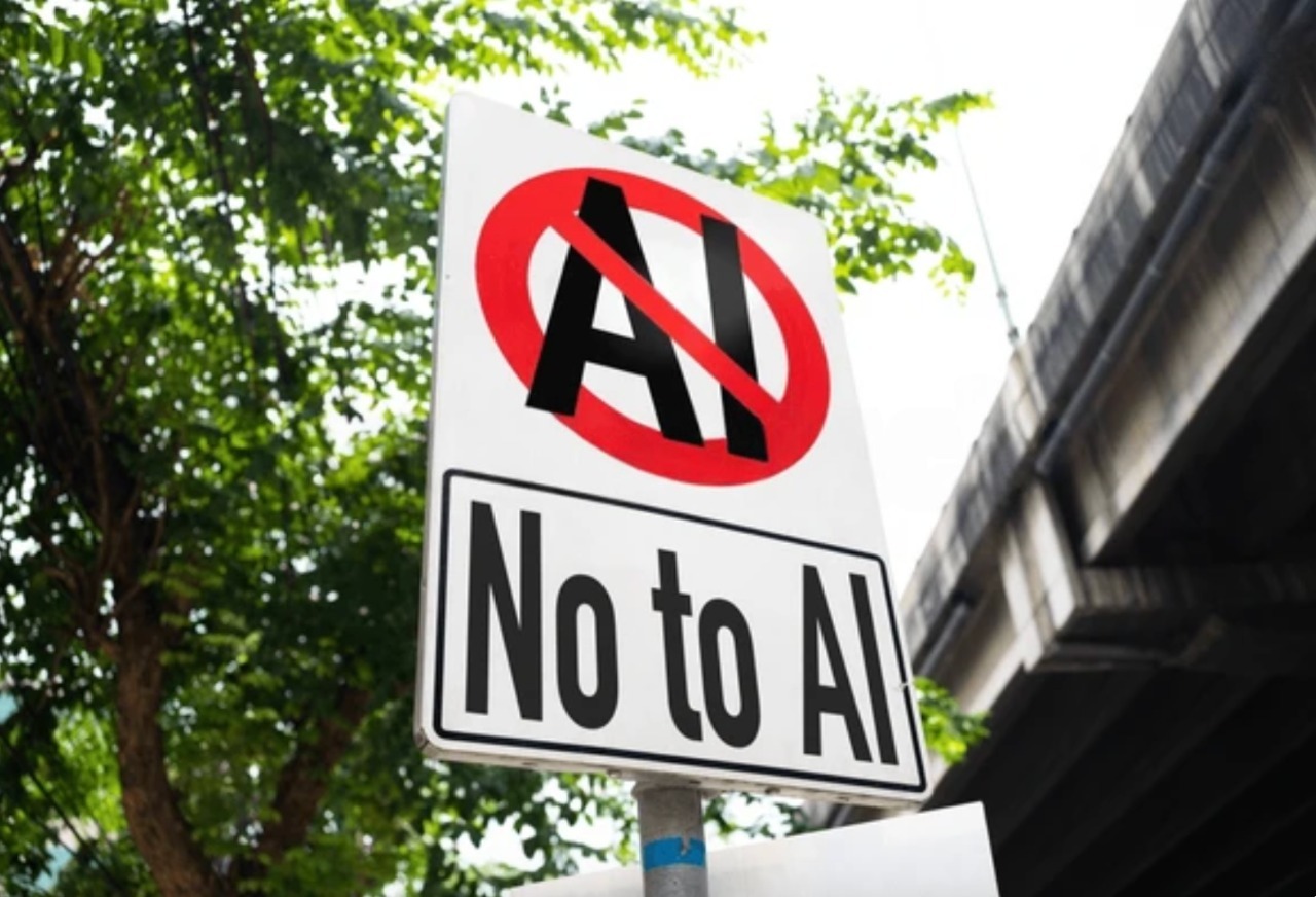 No to AI protest sign